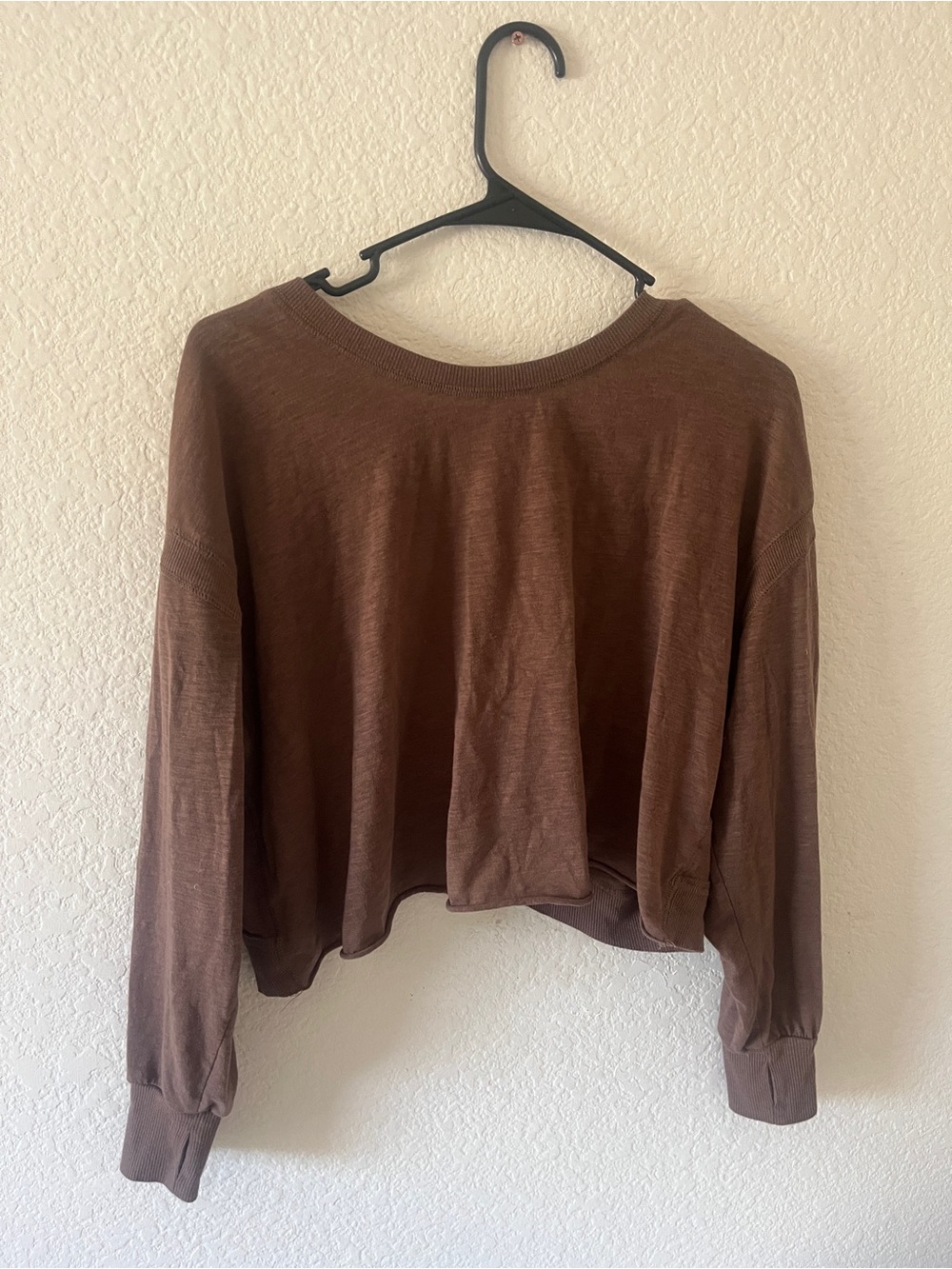 Sundry Long Sleeve Cropped Open Back Tee